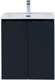 Aquanet Тумба с раковиной Алвита New 60 2 дверцы подвесная антрацит матовая – фотография-2